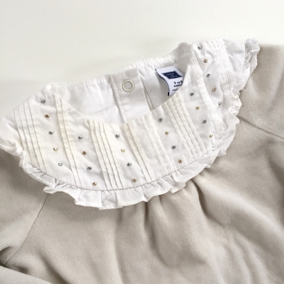 Janie and Jack Gray Velour Footie - Picture 4 of 8